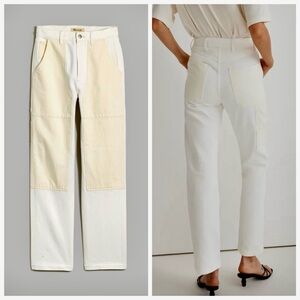 Madewell Jeans 90s Straight Leg White Denim Two Toned Workwear size 24